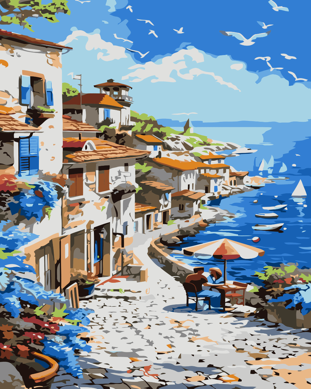Greece shore paint by number
