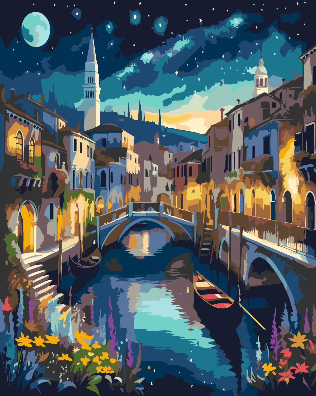 Stars over venice paint by number