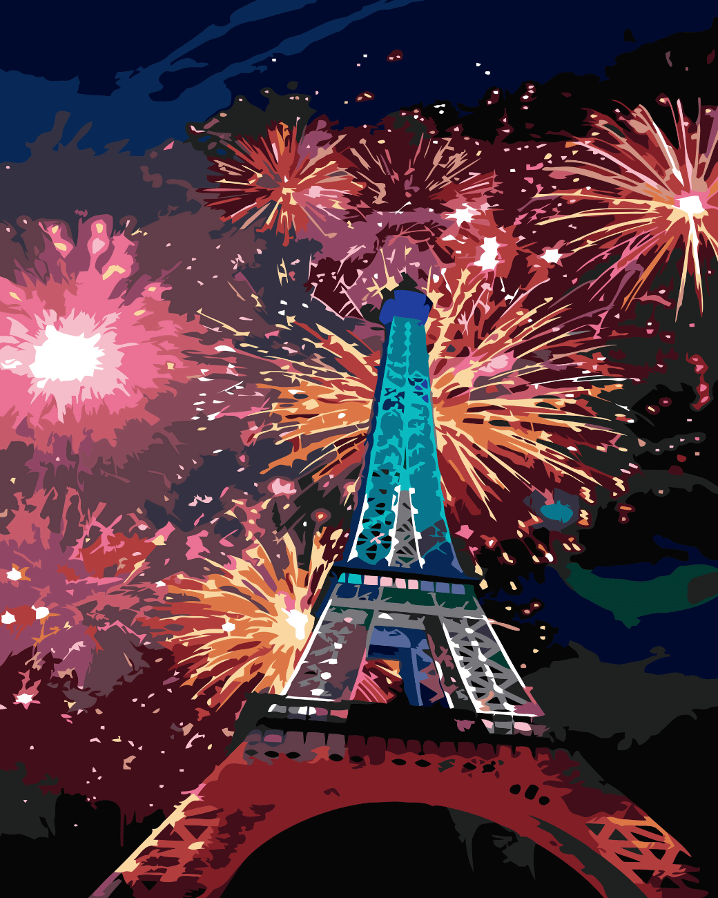 Paris fireworks paint by number