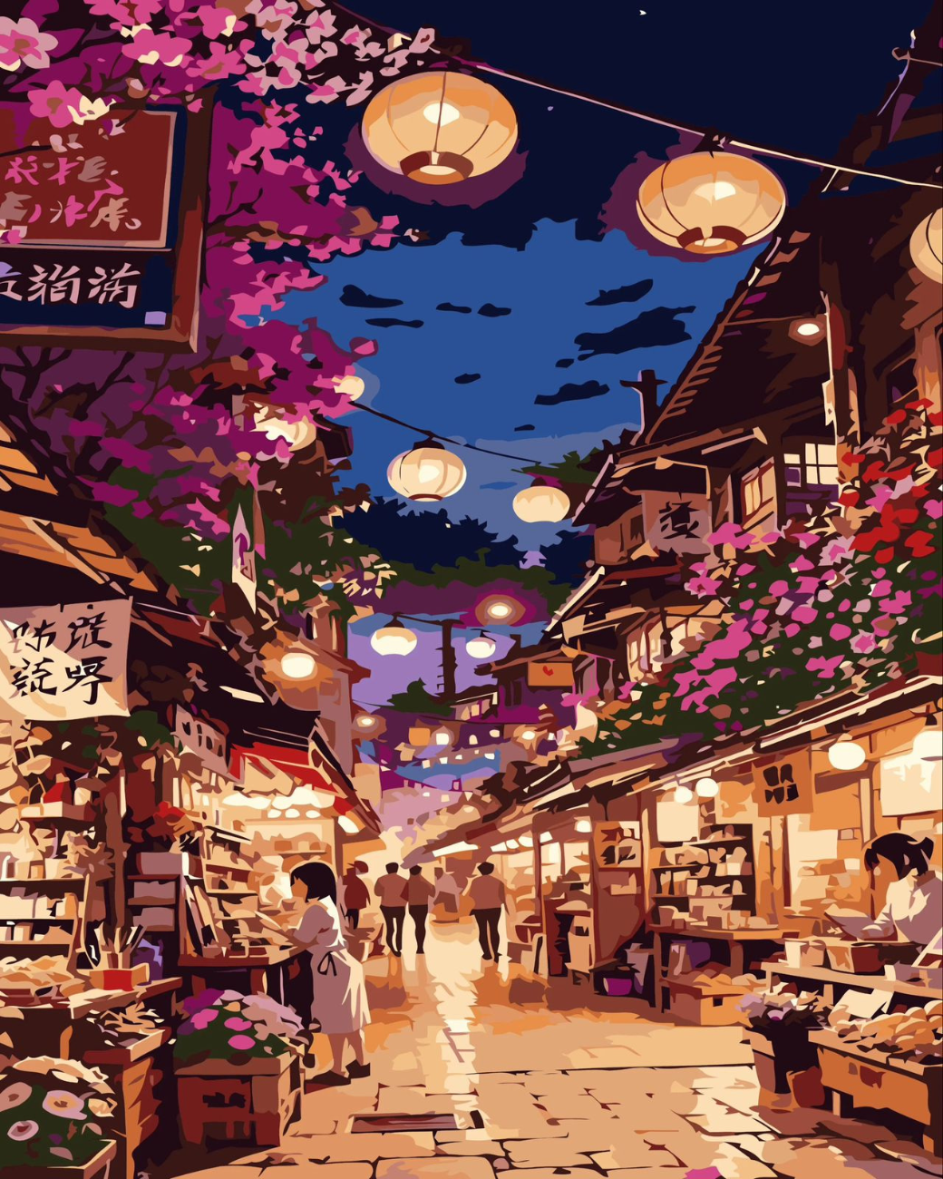 Starlit Sakura Street Paint By Number