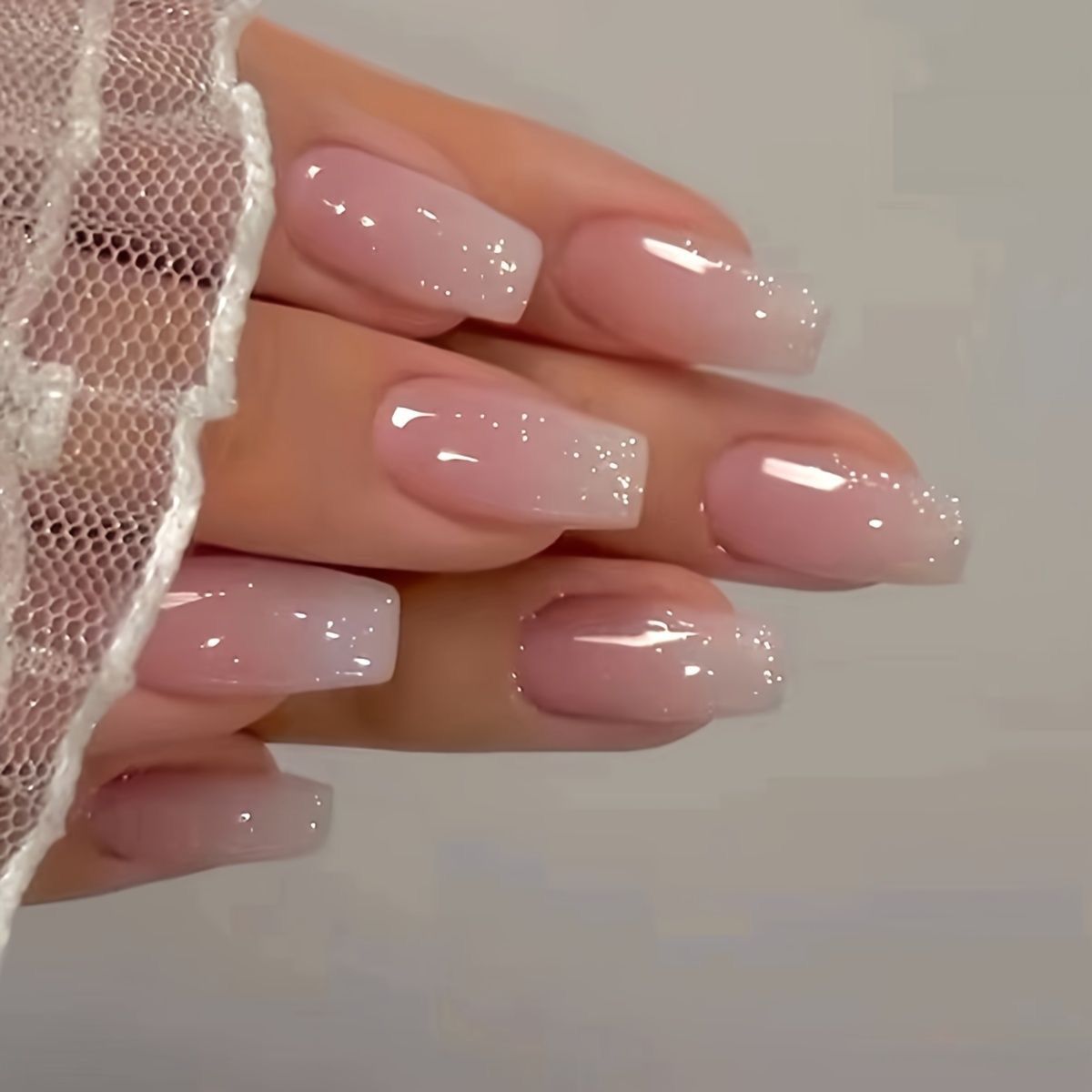 24 pcs glossy long ballerina fake nails