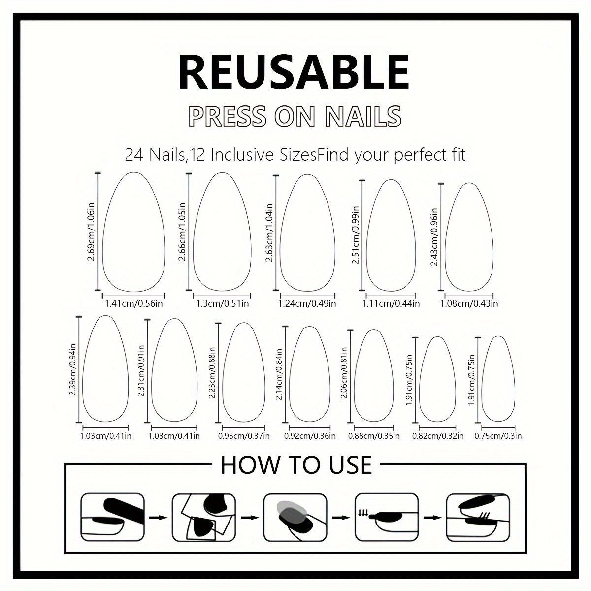 24 pcs glossy long ballerina fake nails
