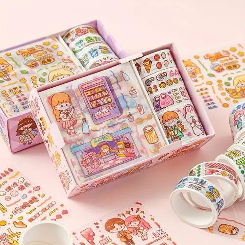 8pcs/box Cartoon Girl Washi Sticker