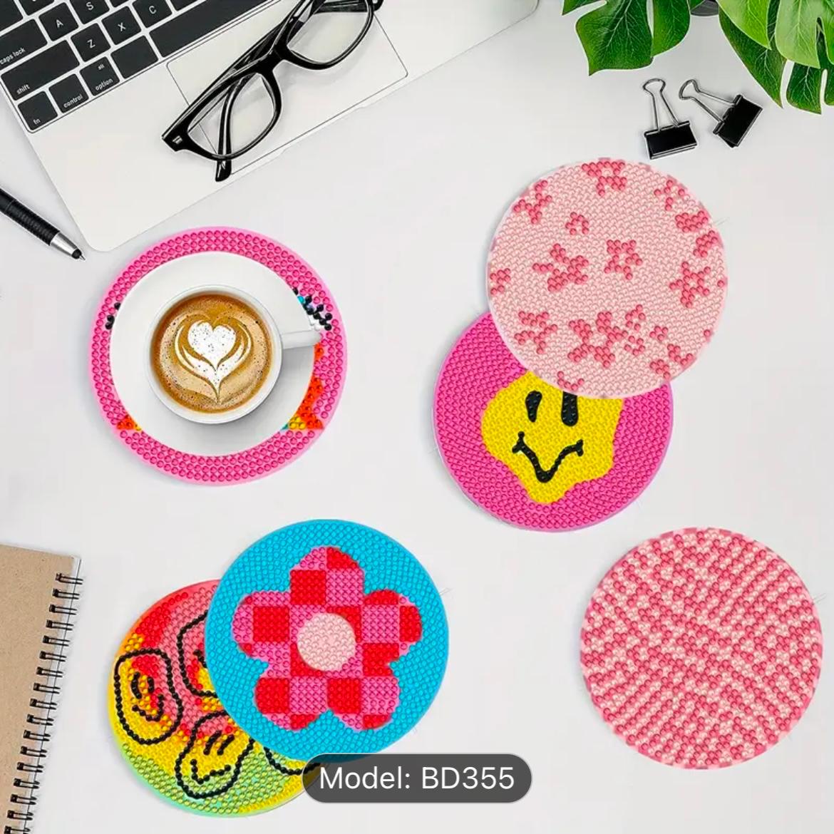 8-Piece Diamond Art Coaster Set – DIY Rhinestone Painting Kit