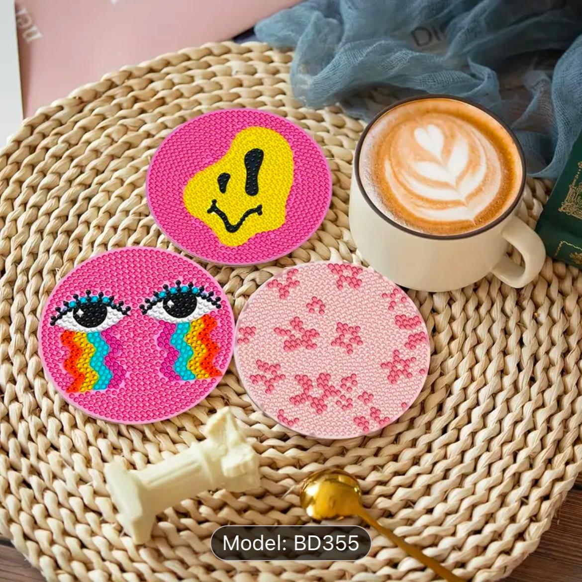 8-Piece Diamond Art Coaster Set – DIY Rhinestone Painting Kit